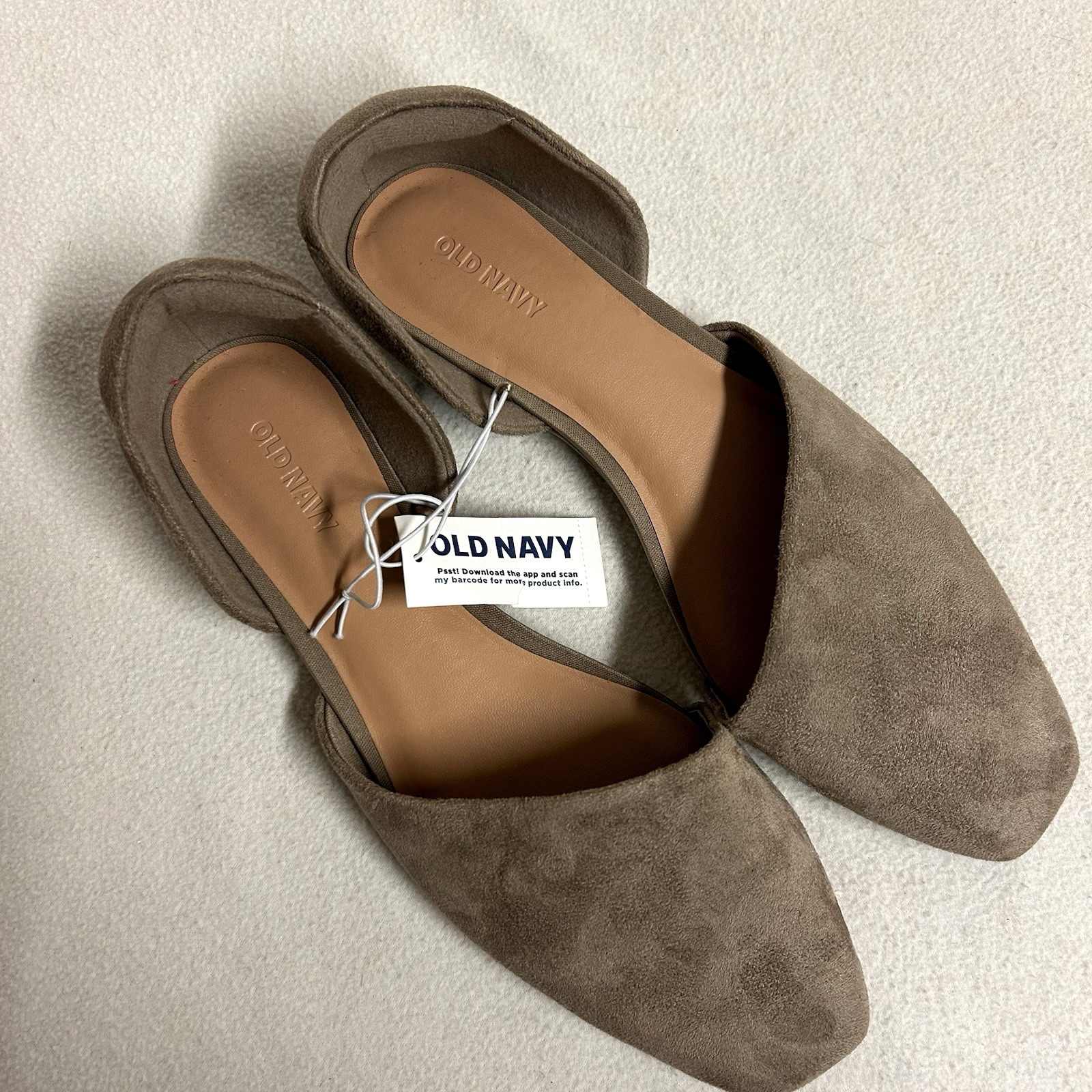 Old Navy D’Orsay Flats Women size 8 Taupe Faux Sueded Upper Slip On NWT no box