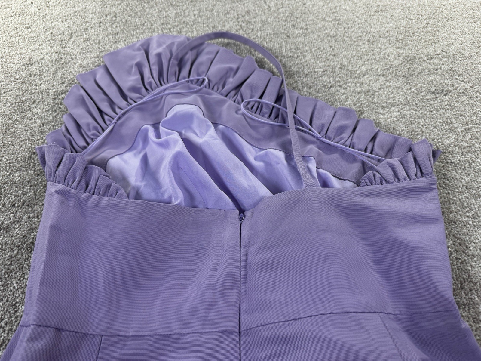 Delphine New York Purple One Shoulder Ruffle Bow Mini Dress 2 Zip Lined