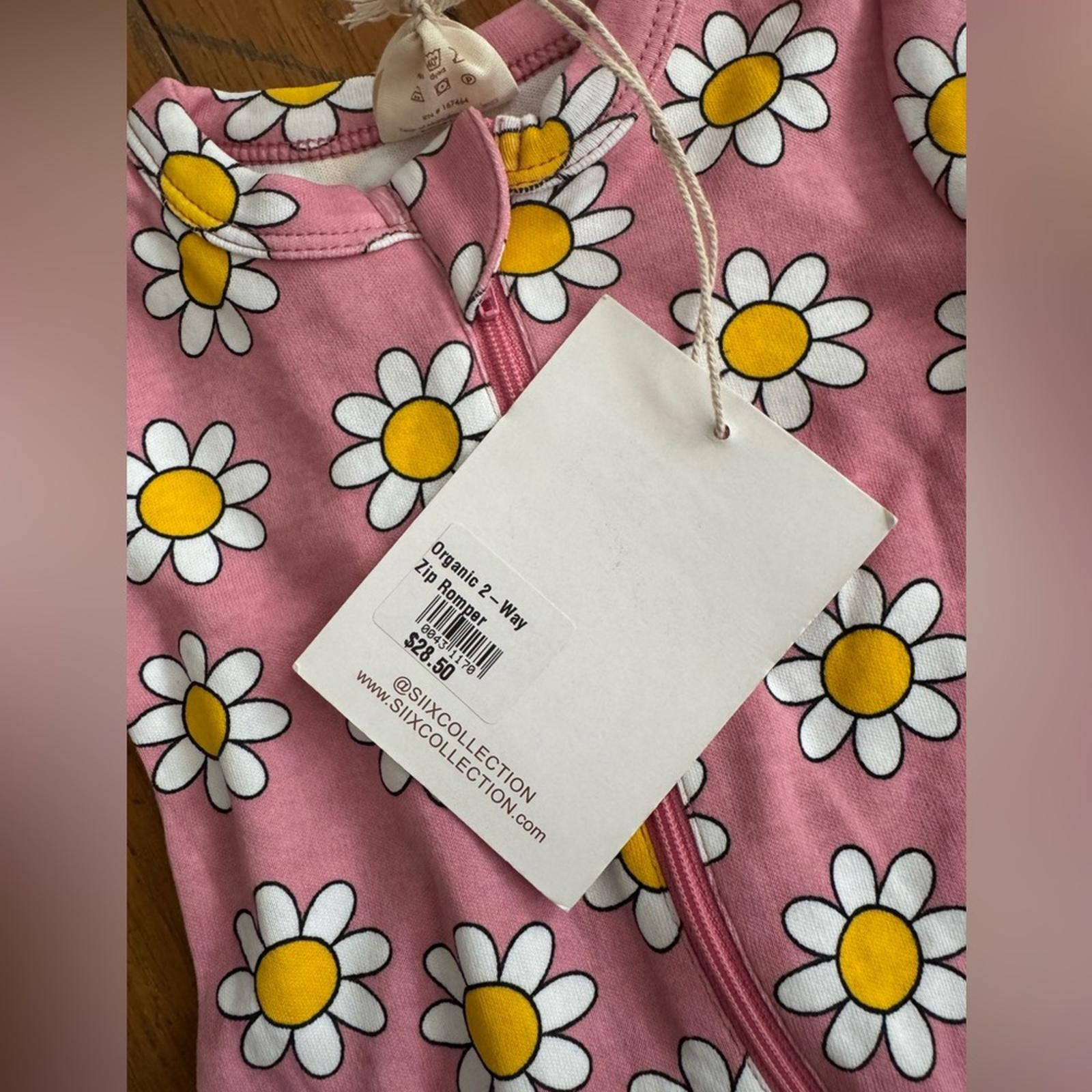 NWT SIIX by Spearmint2 way zip organic cotton Pink Floral Kids One Piece