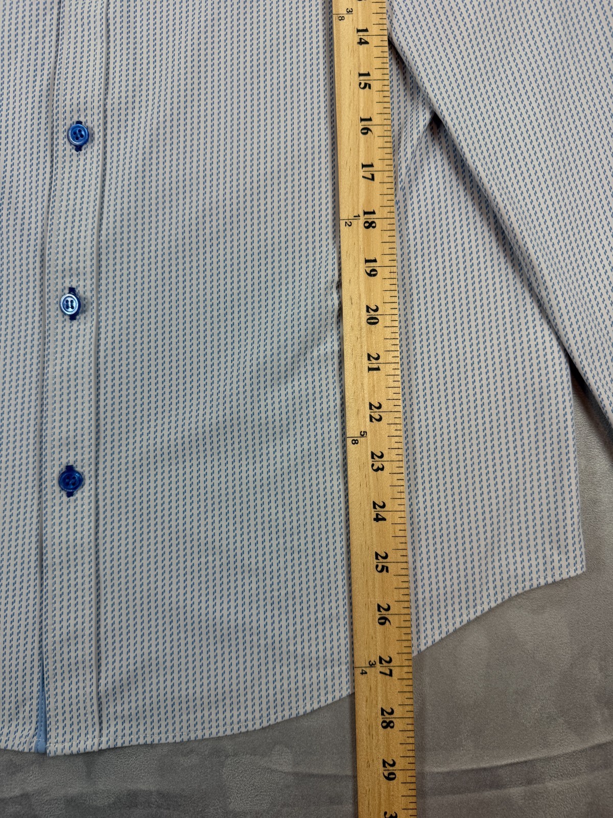 Murano Shirt Men’s L Blue Check Slim Fit Perf Stretch Long Sleeve GOAT monogram