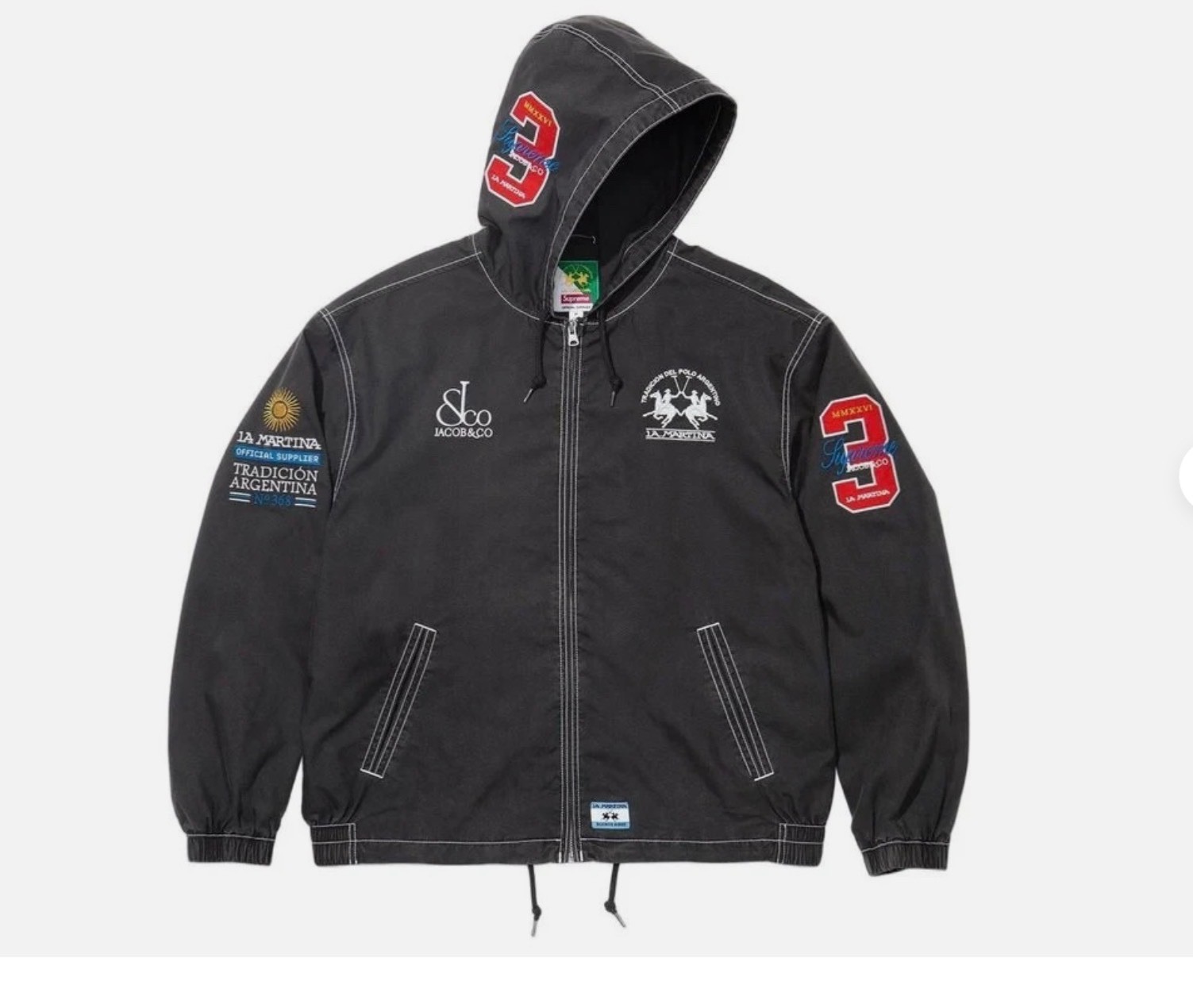 *IN HAND* Supreme x La Martina x Jacob & Co Full Zip Hooded Jacket Black XL