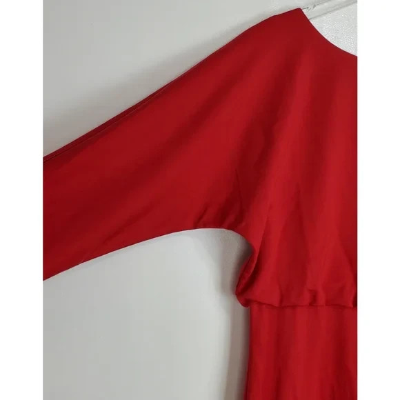 J.McLaughlin Tinley sheath dress classic red dolman sleeve stretch holiday party