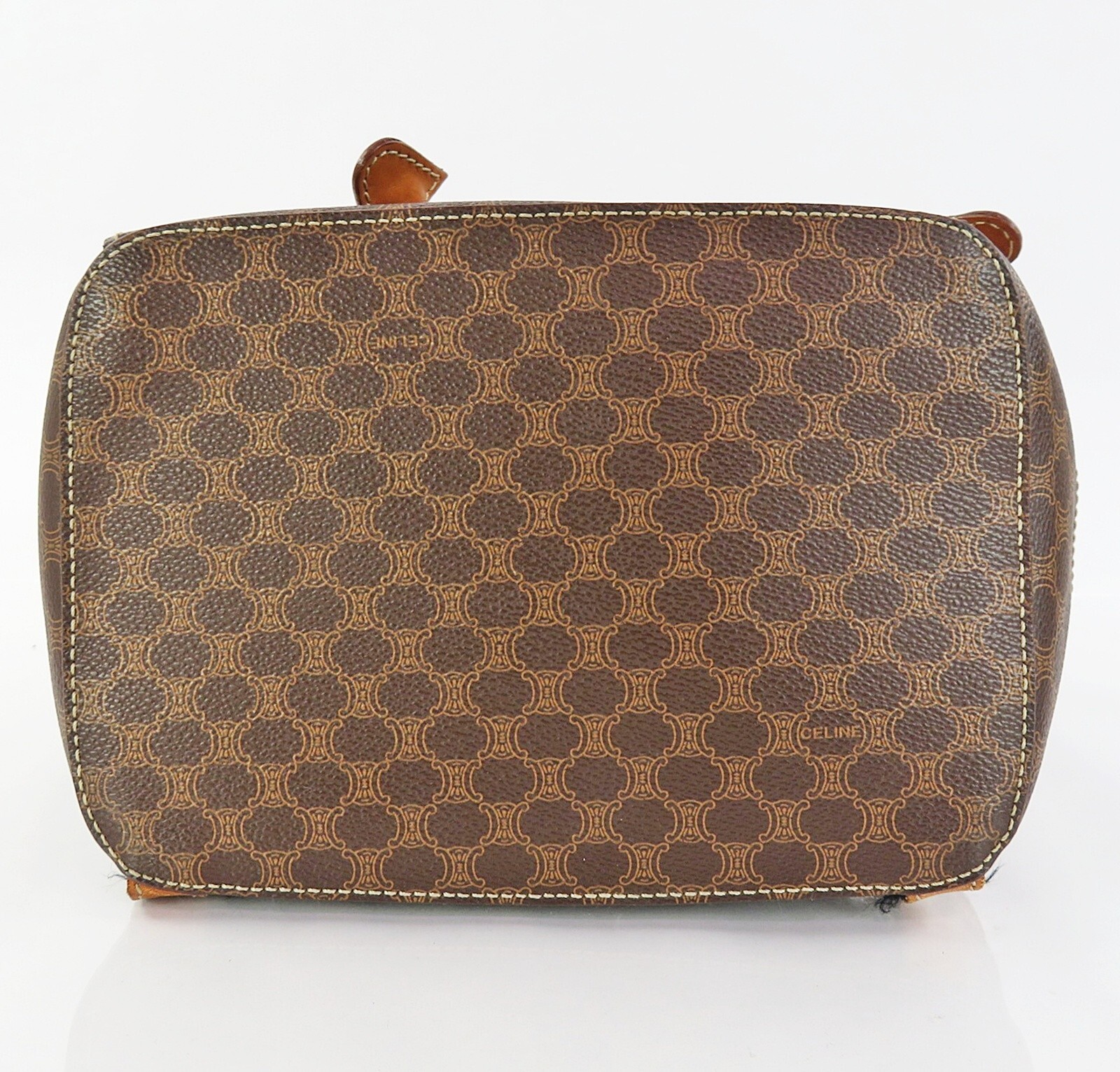 Auth CELINE Brown Macadam PVC Canvas and Leather Backpack Bag Purse #60256