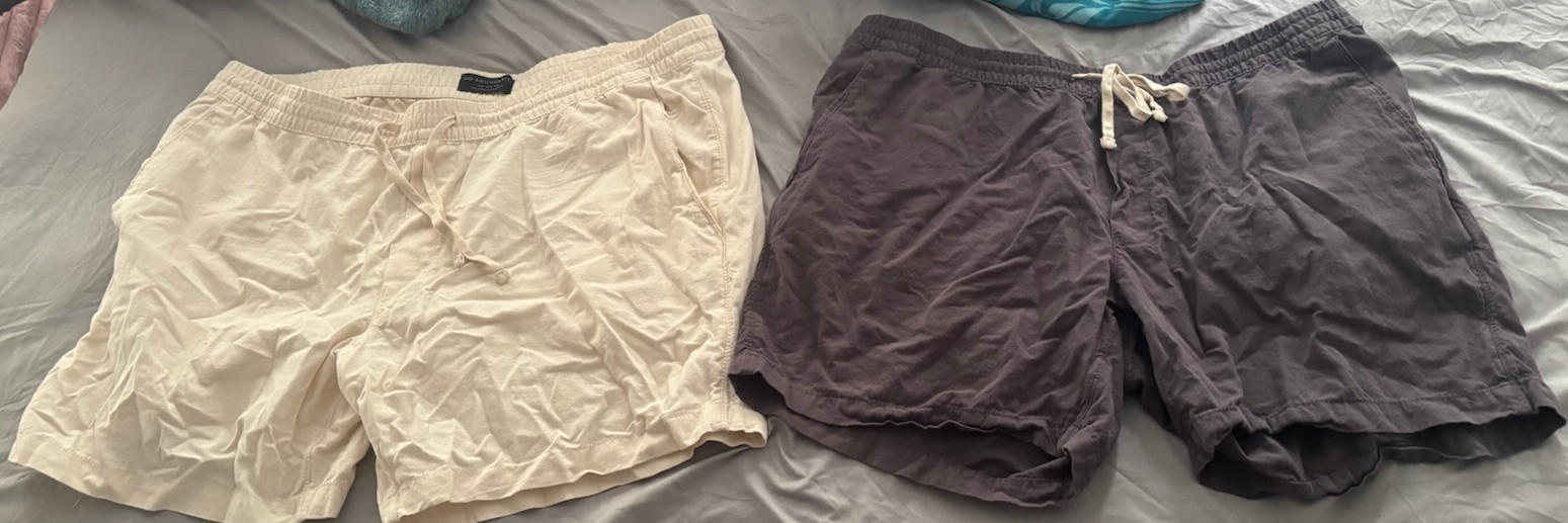 Lot of 2 No Boundaries SZ 2XL 44-46 Tie Waist Shorts. Beige and grey