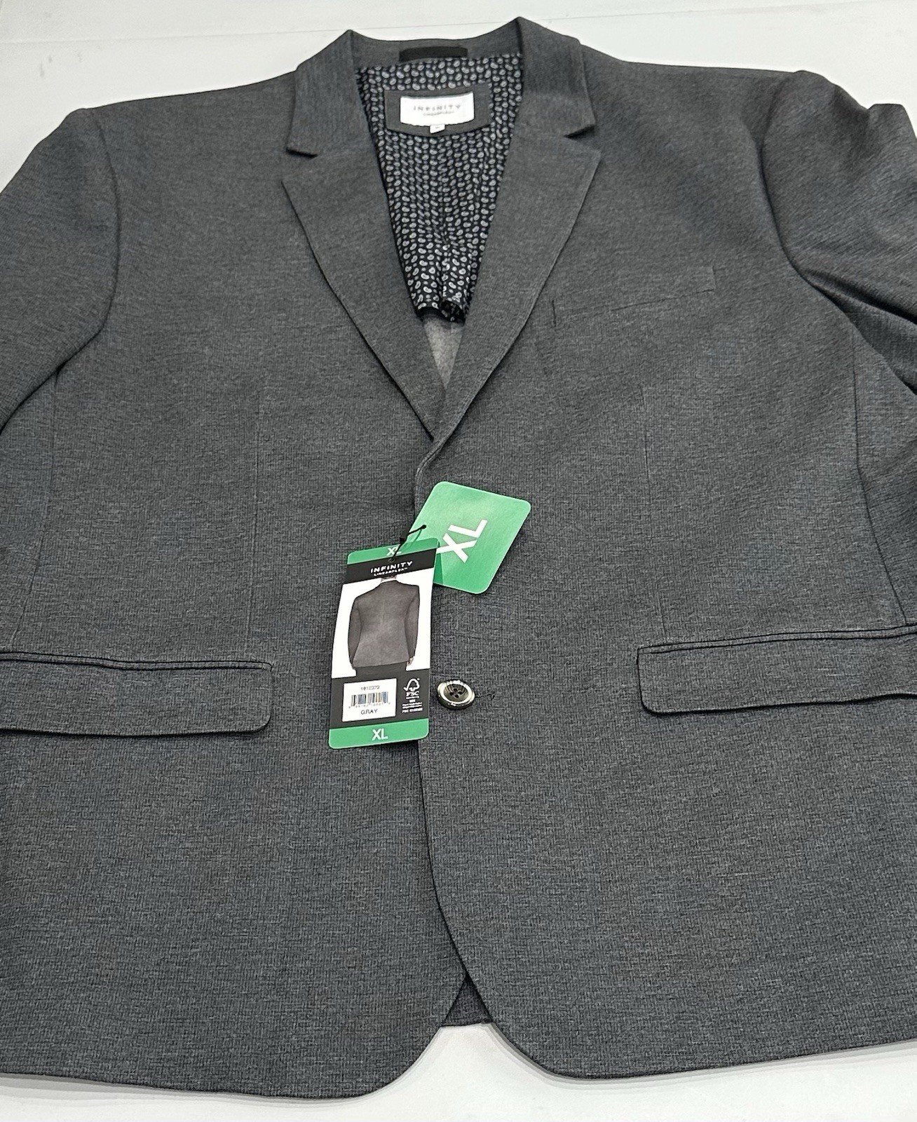 Infinity Linearflex Men’s Modern Fit Stretch Fabric Blazer Jacket, Gray, XL