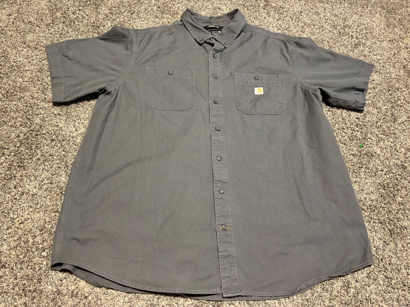 Carhartt Mens Rugged Flex Short Sleeve Button Down Size 3XLT Relaxed Fit