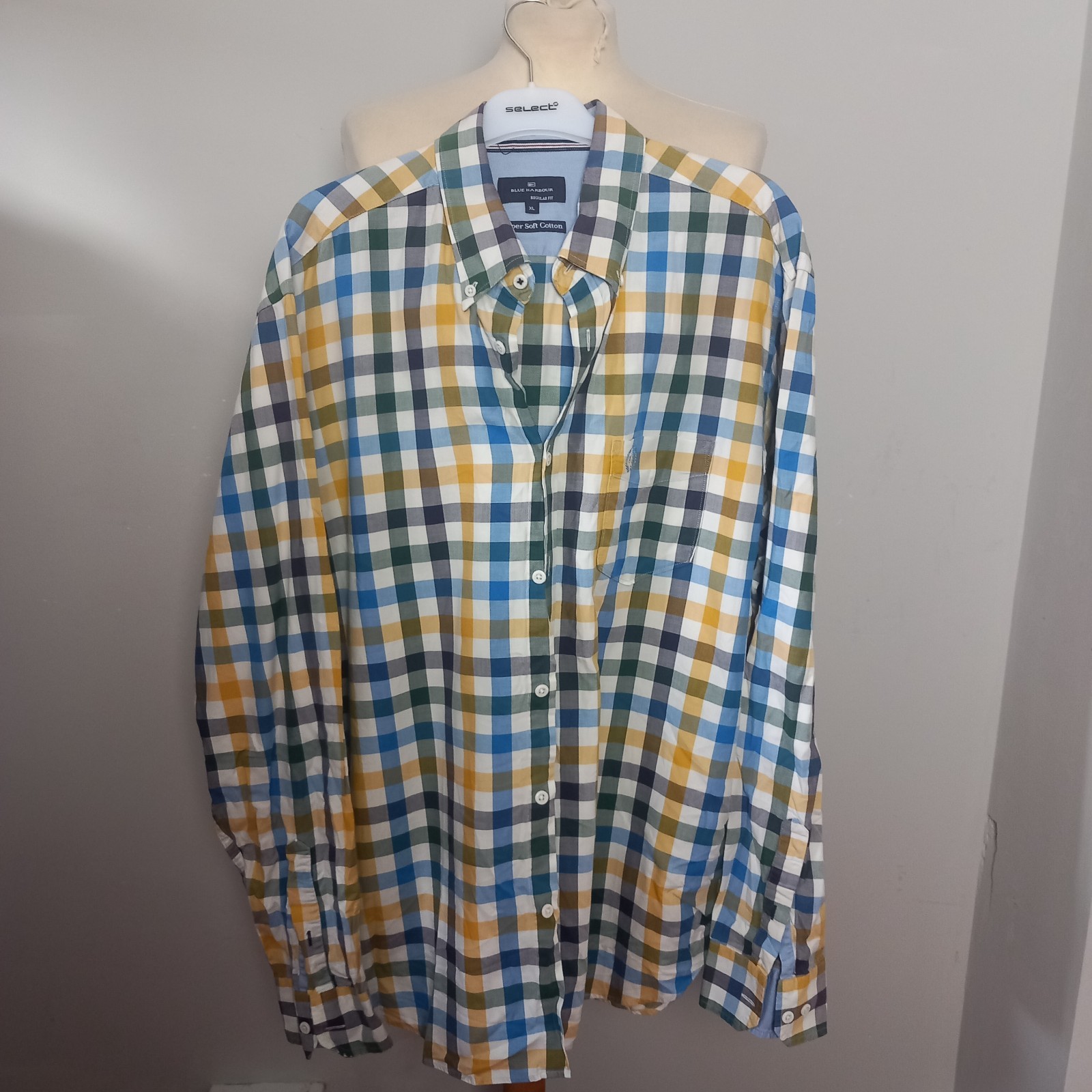 M&S yellow Check Shirt Men’s Blue harbour Blue mix UK Size XL 44-46″ Chest