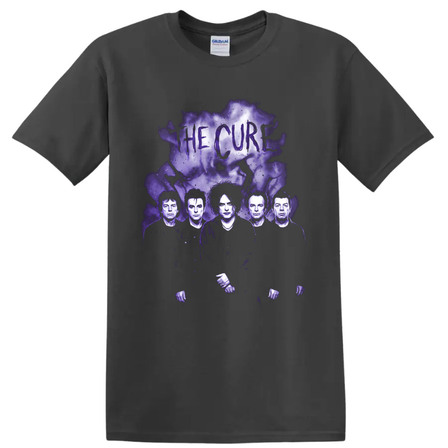 The Cure Gothic Rock T Shirt Robert Smith Purple Smoke Band Portrait Graphic Tee