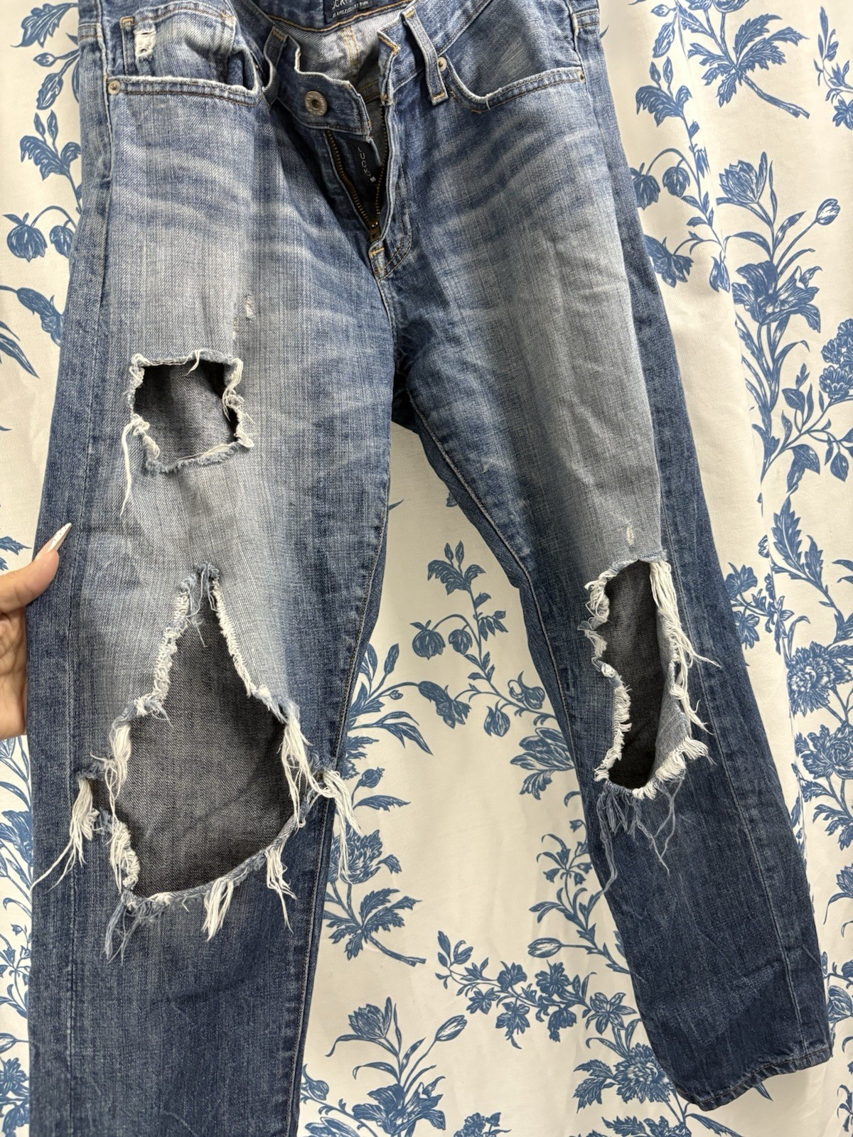 Lucky Brand Women’s Skinny Jeans Blue Distressed Mid Rise 5-Pocket Cotton