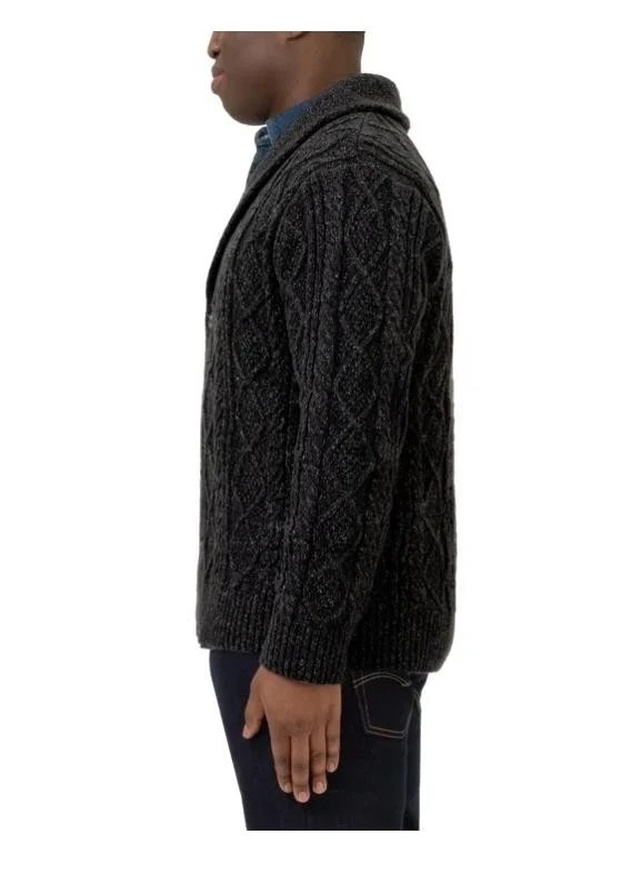 Blanknyc Men’s Heathered Collared Button Closure Cardigan, Black, Size M