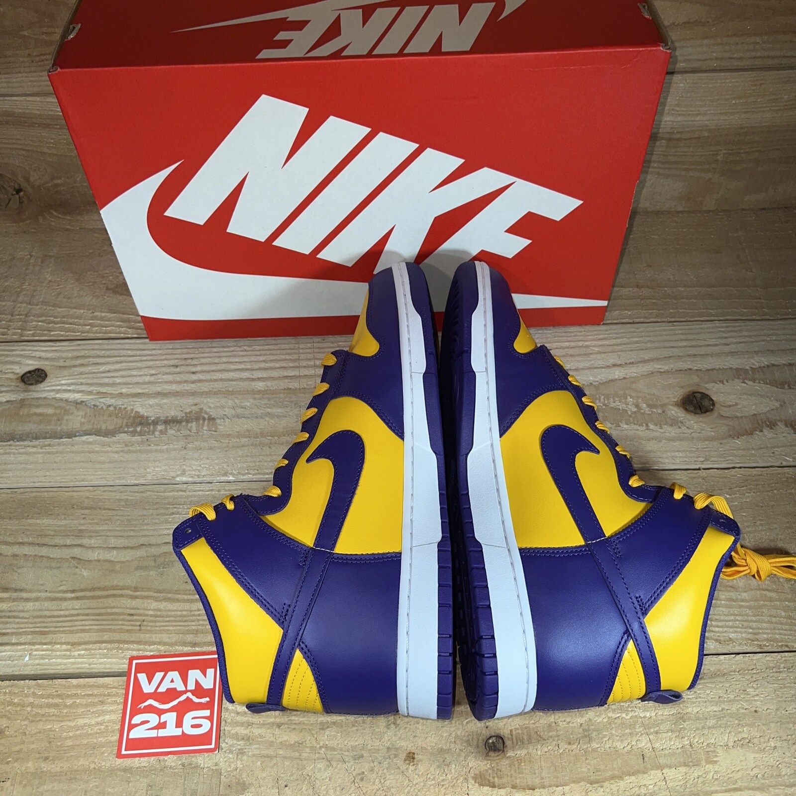NEW: SZ 13: Nike Men’s Dunk High Purple Yellow Lakers Sneakers: DD1399-500