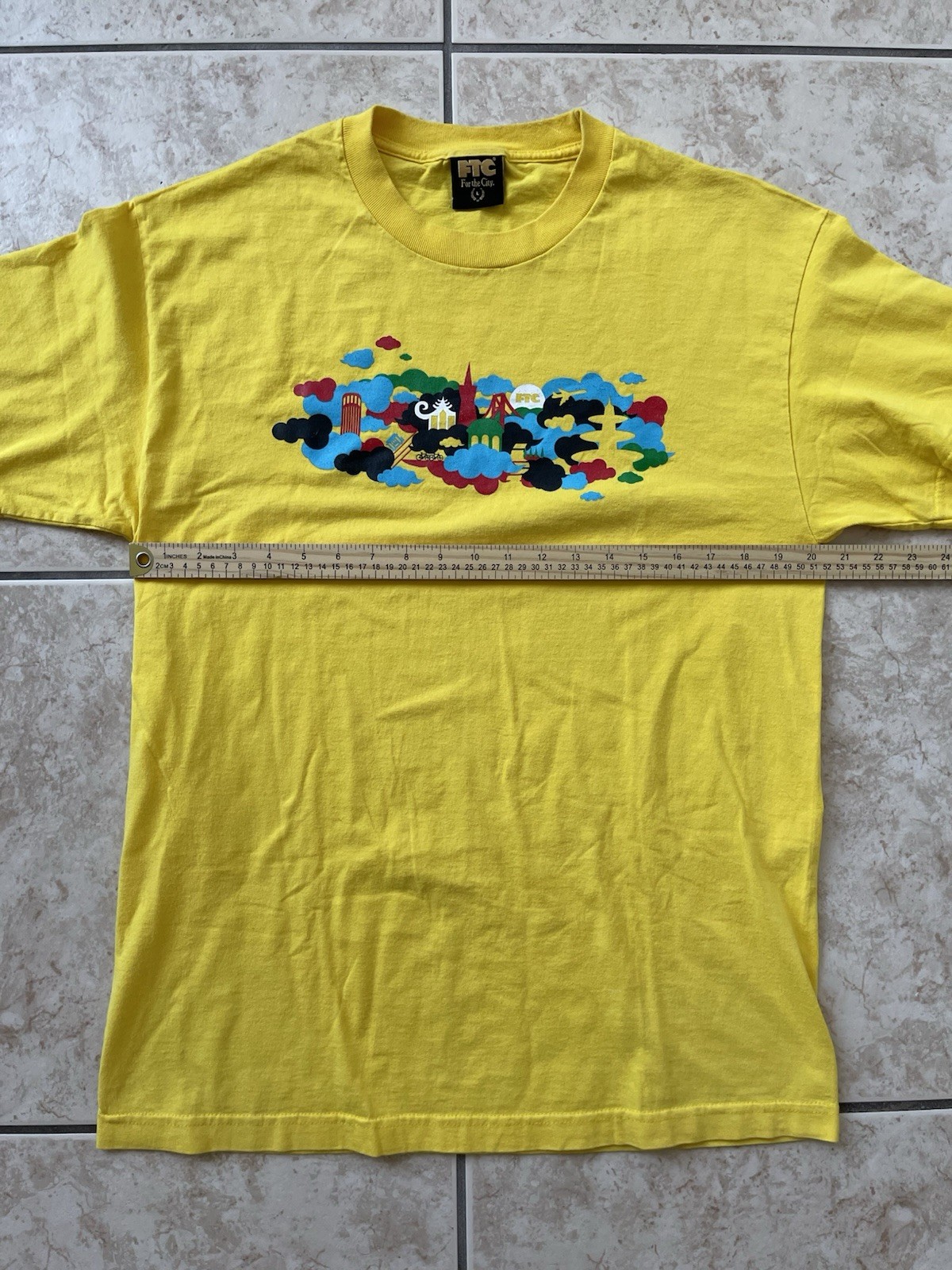 FTC For The City Skate Men’s Short Sleeve Large Yellow T-Shirt Classic Skate Tee