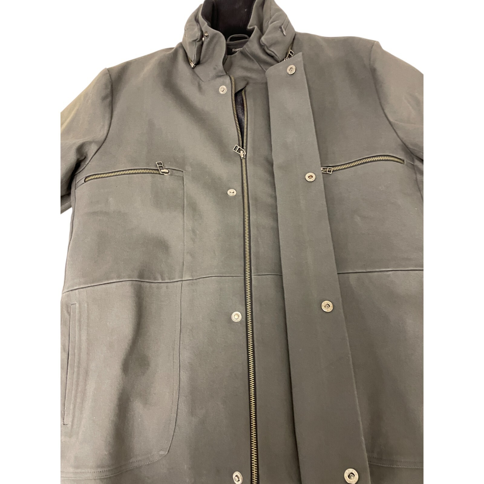 Fremont Snap Zip Front Jacket Mens Size XL Gray Zippered Pockets Long Sleeve