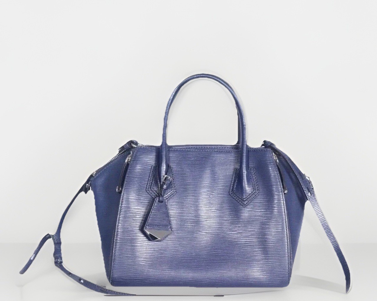 Rebecca Minkoff Perry Satchel Bag Navy Blue Leather Crossbody Medium Purse EUC