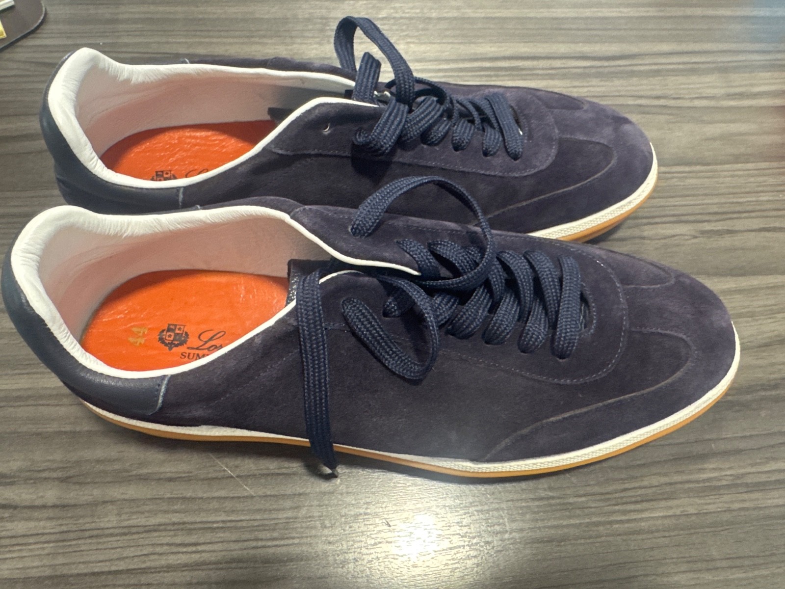 Loro Piana Navy Blue Trainers suede Men size 12US/45EU