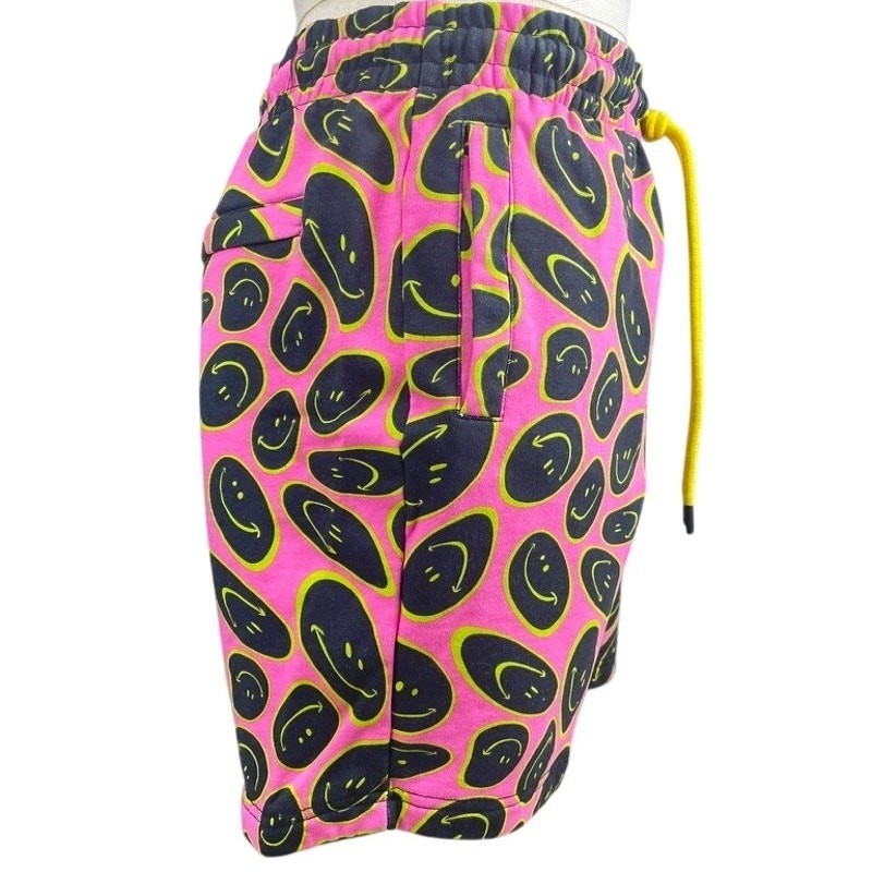 NWT WeSC Unisex (M/L) Shorts Pink Marty Smiley Cotton Skate Rave Retro Pocket
