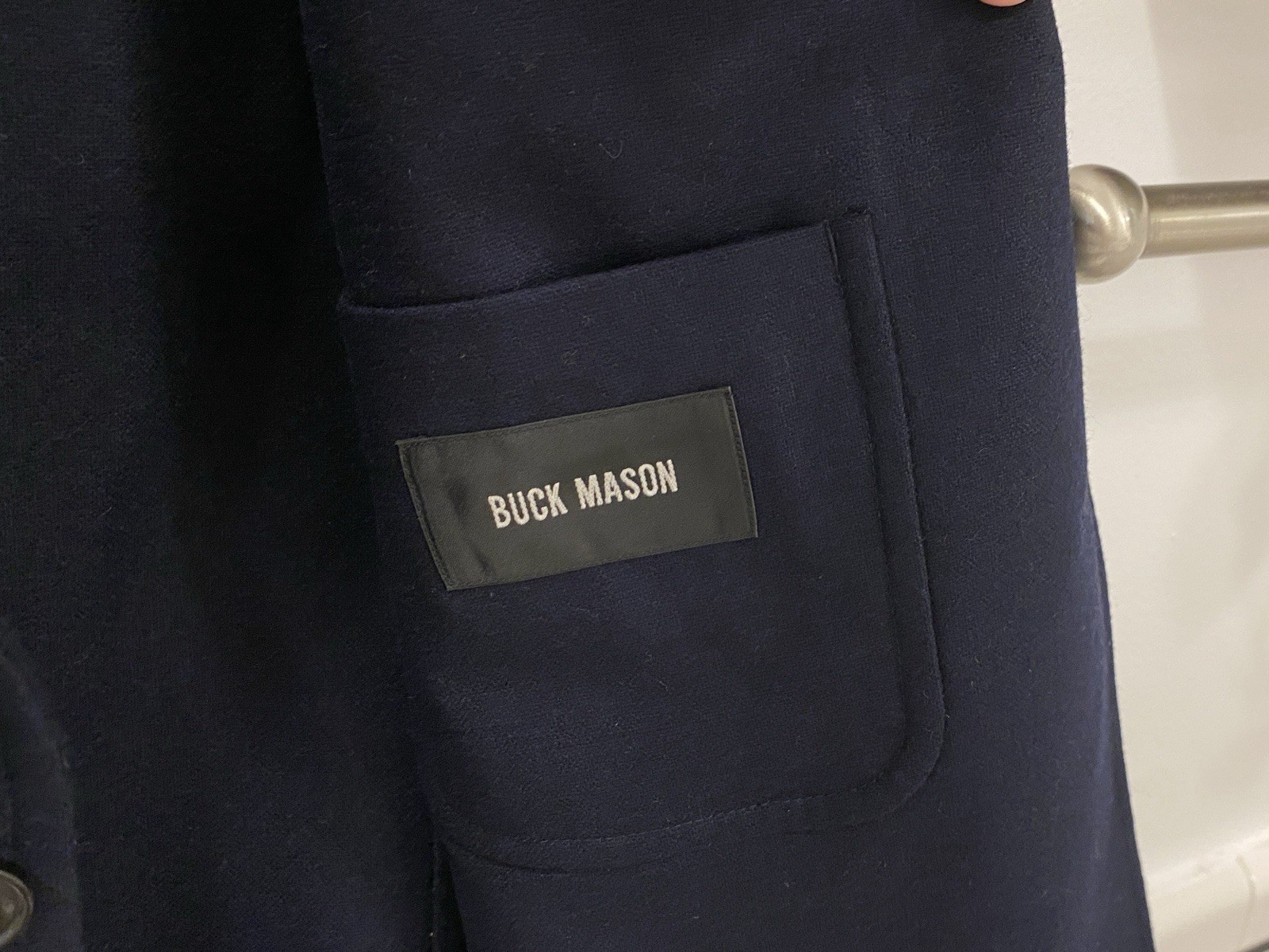 BUCK MASON navy FW25 WOOL 3/2 ROLL UNSTRUCTURED PATCH POCKET BLAZER 40 Jacket