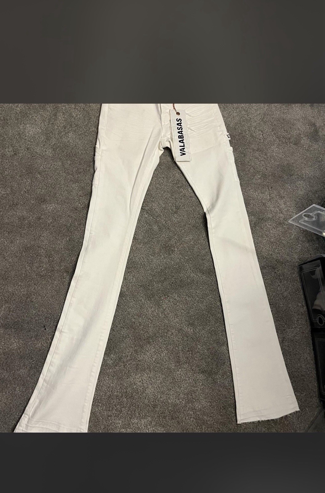 VALABASAS Men’s White Light Wash Skinny Slim Fit Denim Jeans Cargo Pocket NWT