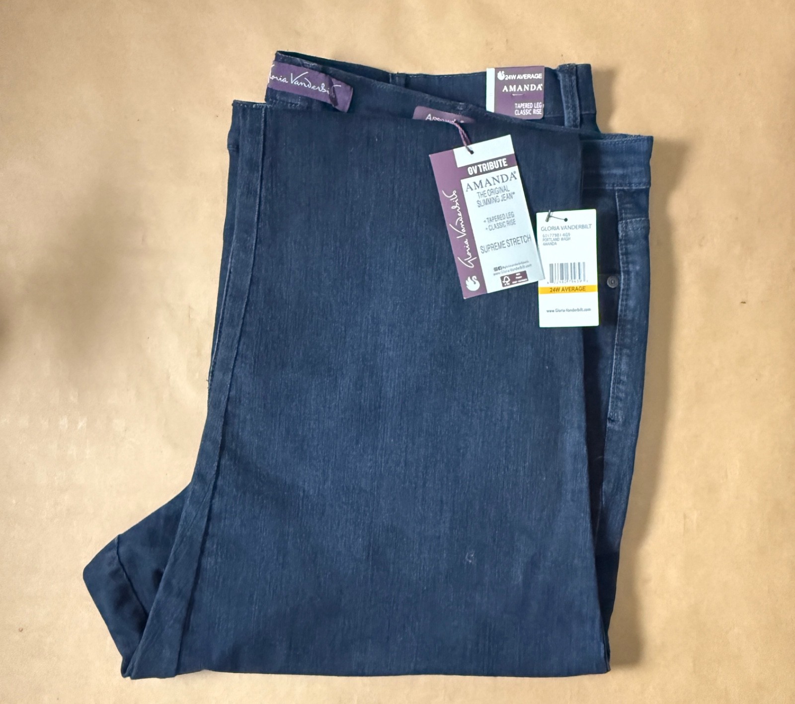 Gloria Vanderbilt Amanda Jeans 24W Average Tapered Leg Portland Wash NWT
