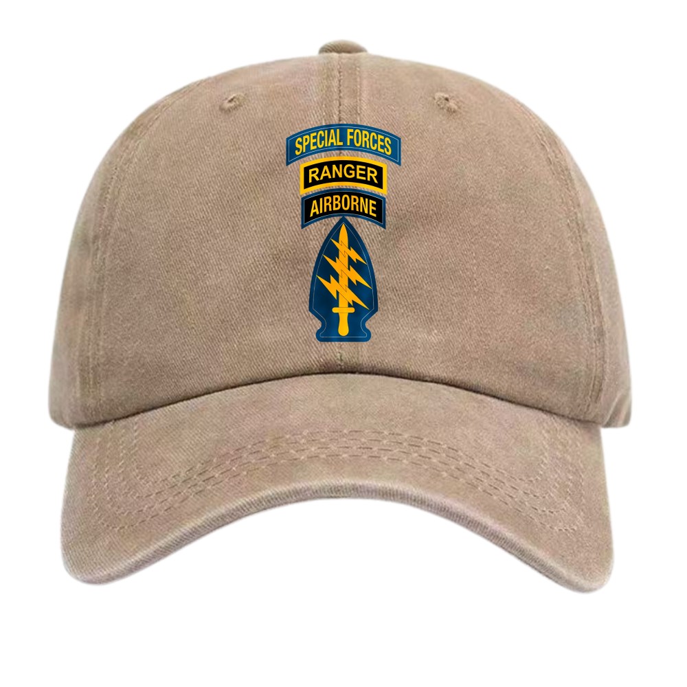 Special Forces Ranger Airborne Vintage Dad Hat,US Army Elite Unit Distressed Cap