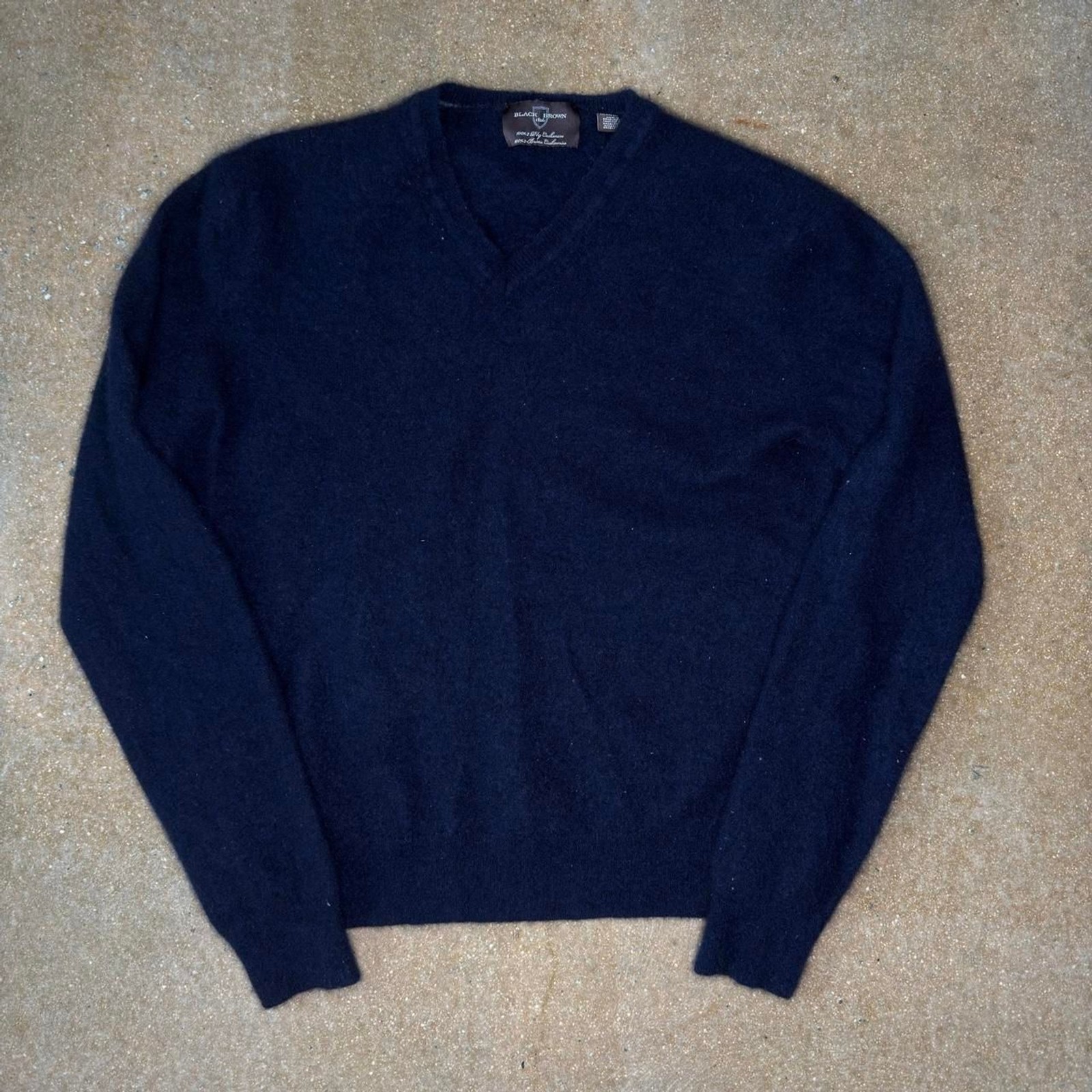 “Black Brown” 1826 100% Cashmere V Neck Sweater Mens XXL Navy Blue