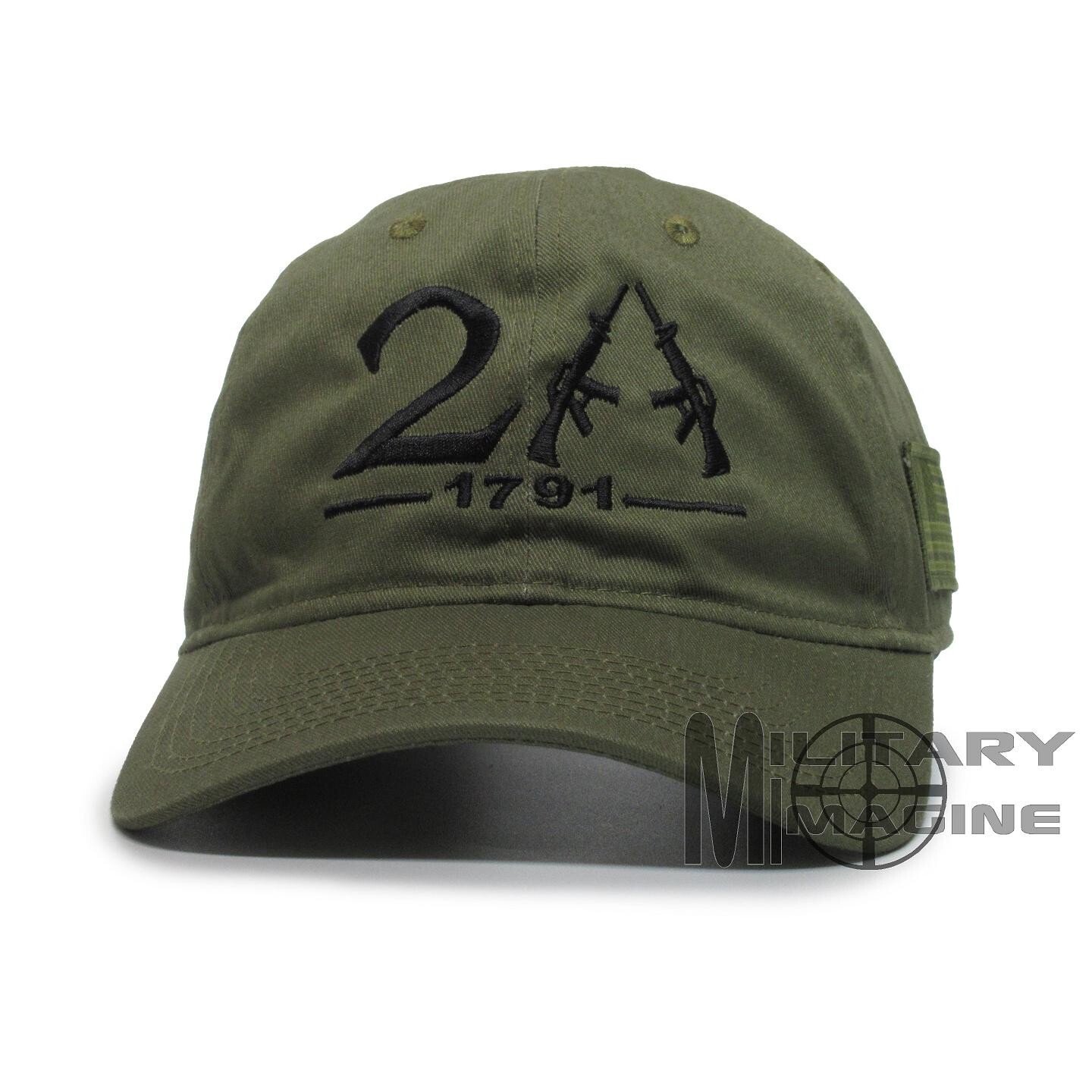 2nd Amendment 1791 Rifle OD Green/Black 2A Weapon AR-15 Gun Cap Hat US Flag Side
