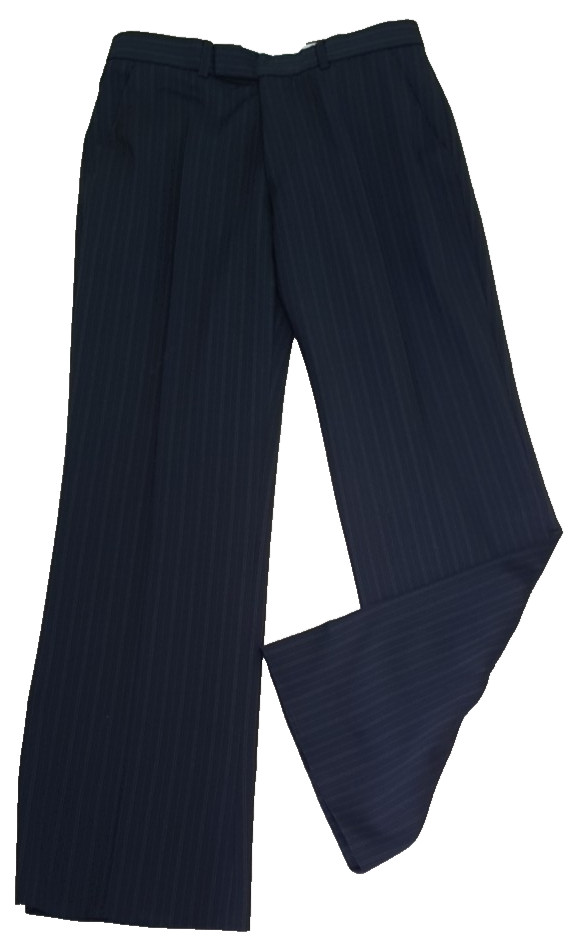 Limehaus mens 2 piece suit Ch38″S W30″ L29″ Black with blue pinstripe