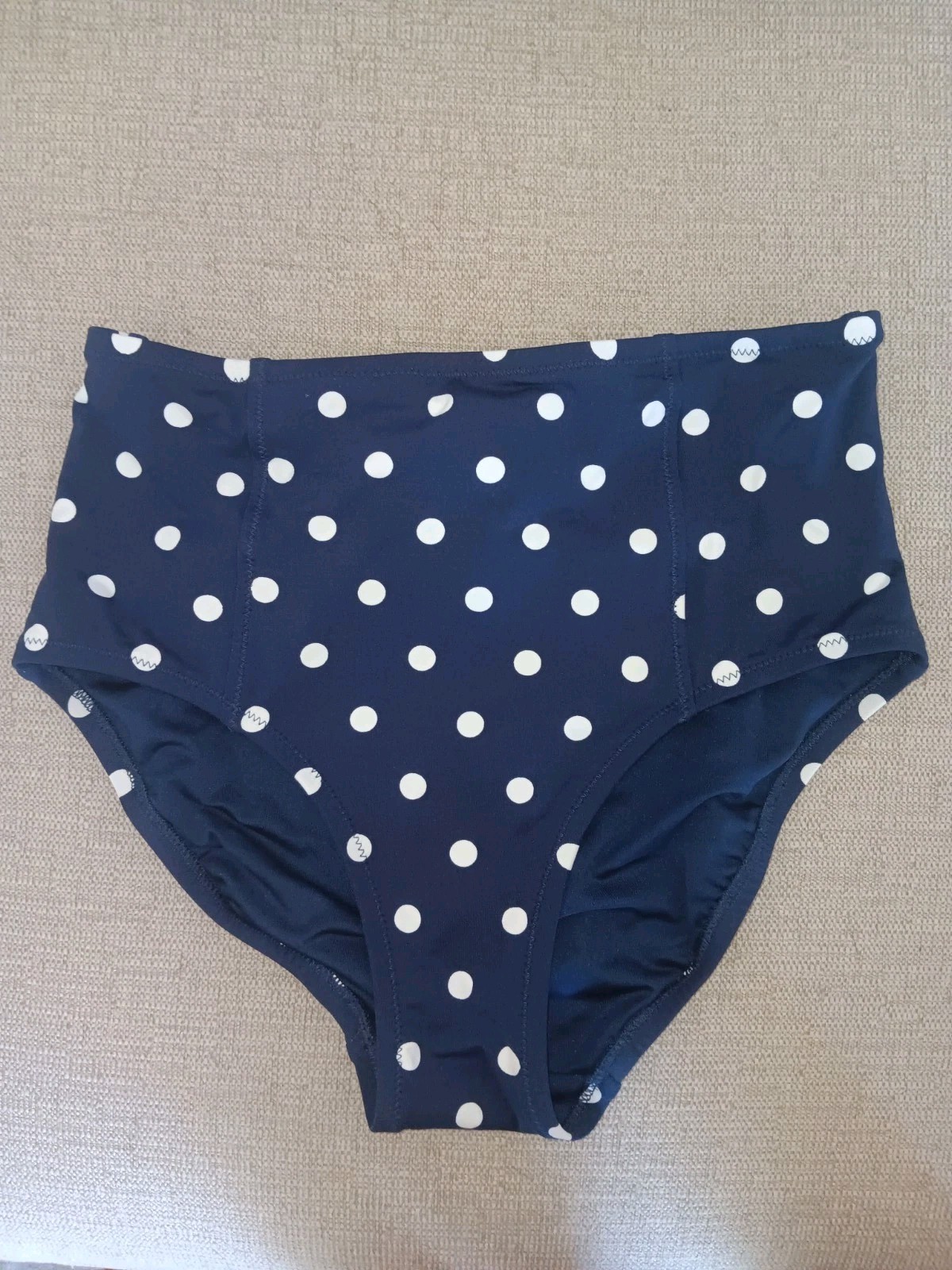 Lands End Womens Size 4 Small Polka Dot High Waist Bikini Briefs Swimsuit Bottom