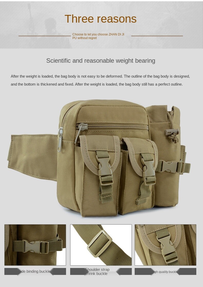 Tactical Waist Bag Waterproof Utility Belt with Water Bottle Holder Fanny Pack