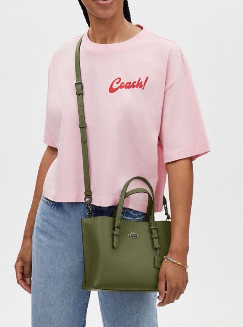 COACH Mollie Tote 25 Canvas Leather Shoulder Bag in Military Green