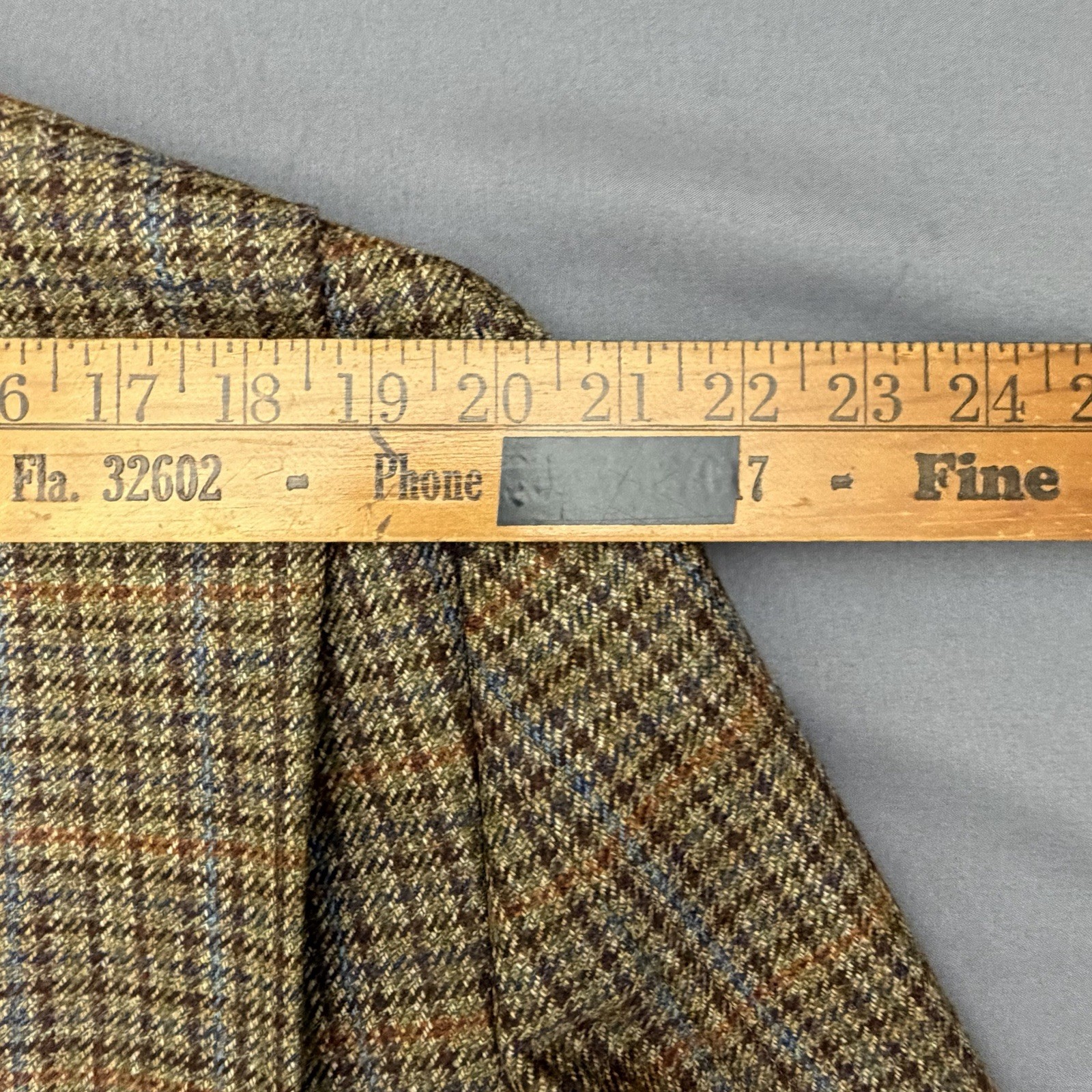 KROON Men’s 44L Brown Plaid 100% Virgin Wool Sport Coat Elbow Patch Blazer