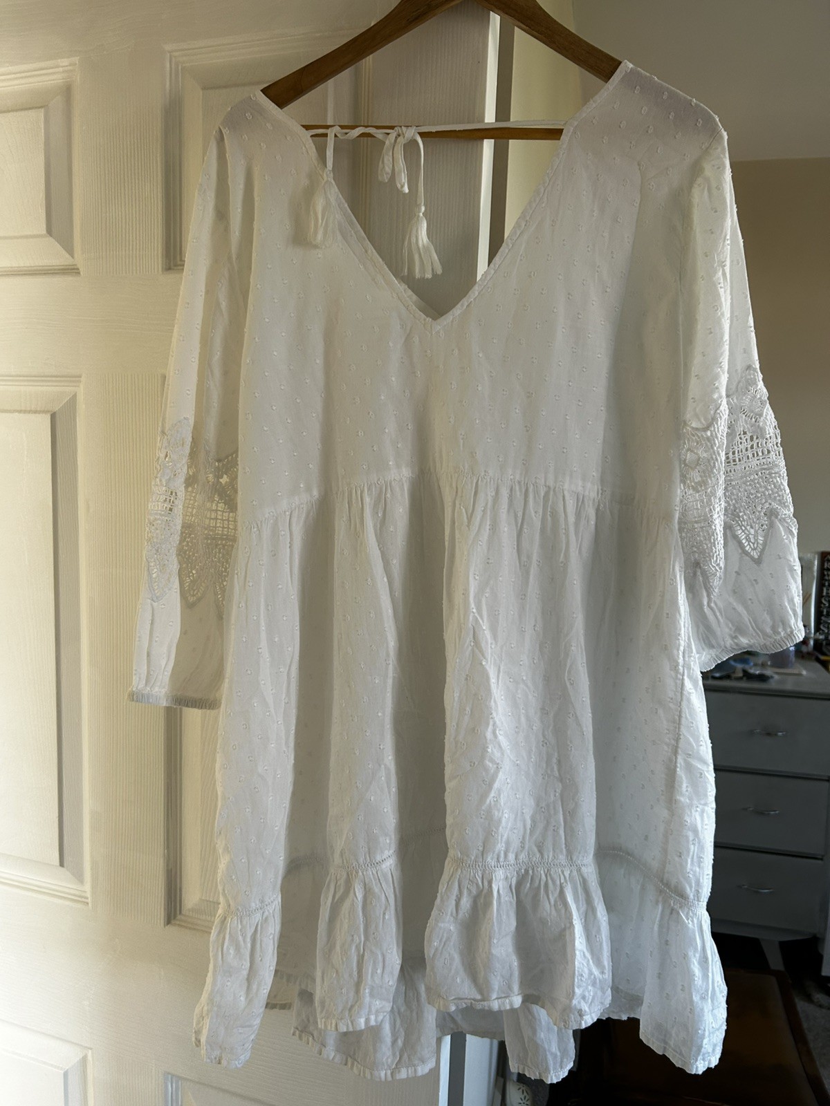 Accessorize #White #organicCotton #Boho #CoverUp Kaftan #crochet RRP £50 #Beach