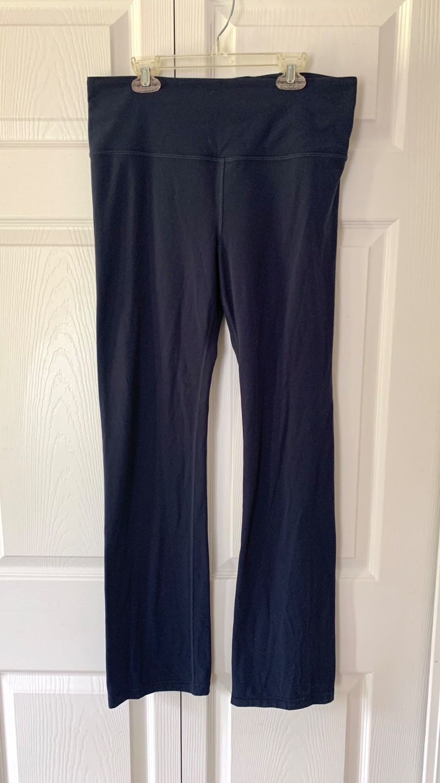 Athleta Elation Pants L Navy Blue Straight Leg High Rise Yoga Activewear Stretch