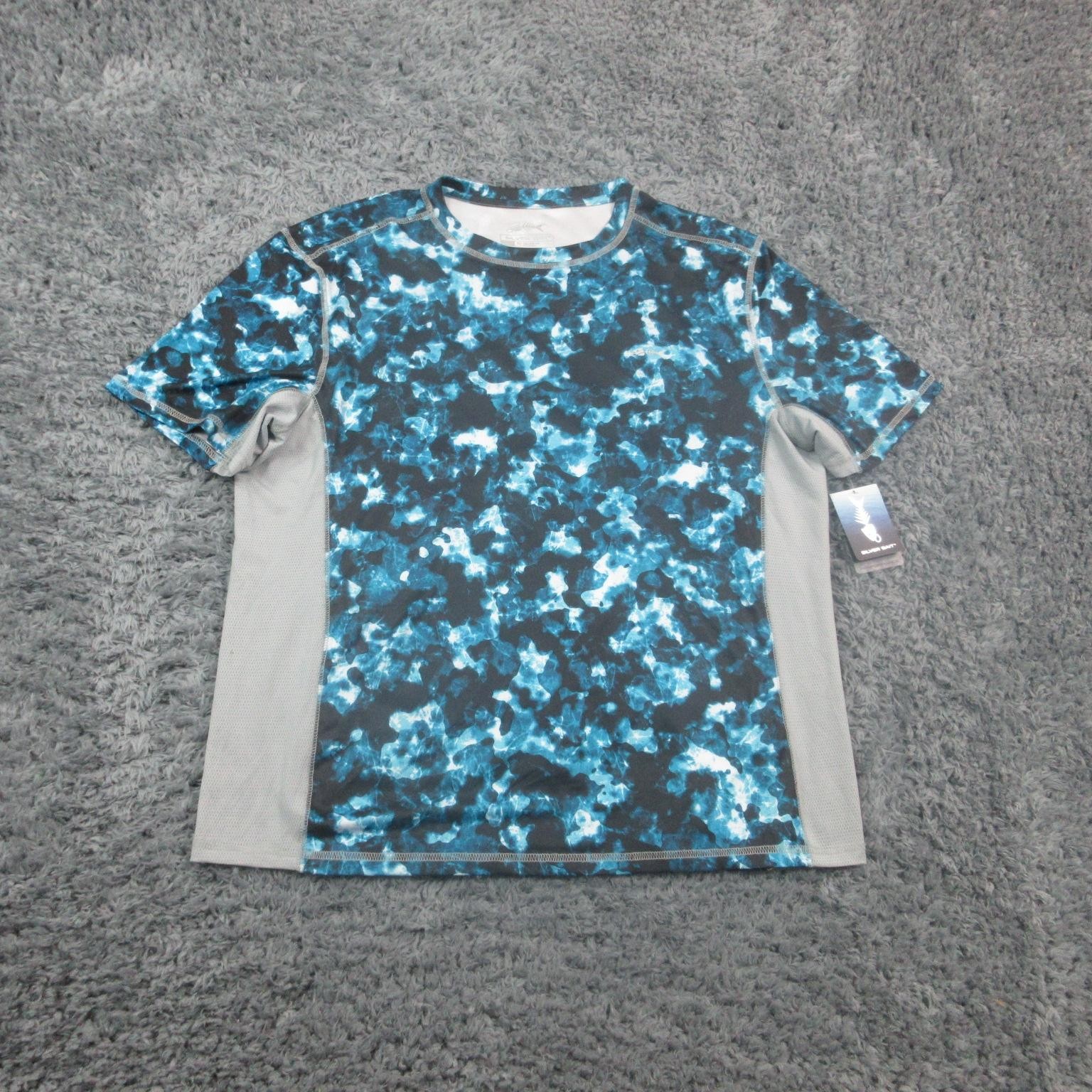 Silver Bait Shirt Mens Large Blue Black Gray Performance UPF 50 Wicking NWT