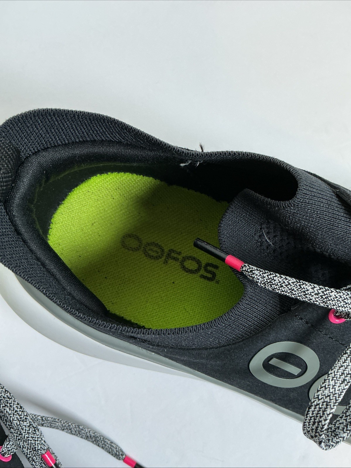 OOFOS OOmy Stride Black Synthetic White Lace Up Comfort Shoes Women 8.5US/39.5EU