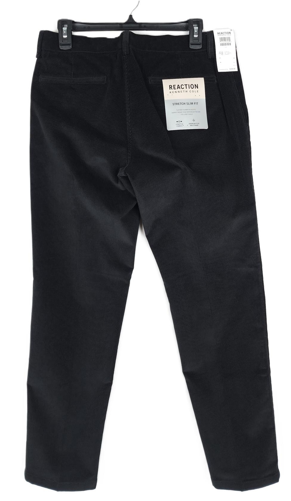 Kenneth Cole Reaction Mens Slim Fit Corduroy Pants 34×32 Black Solid Stretch NWT