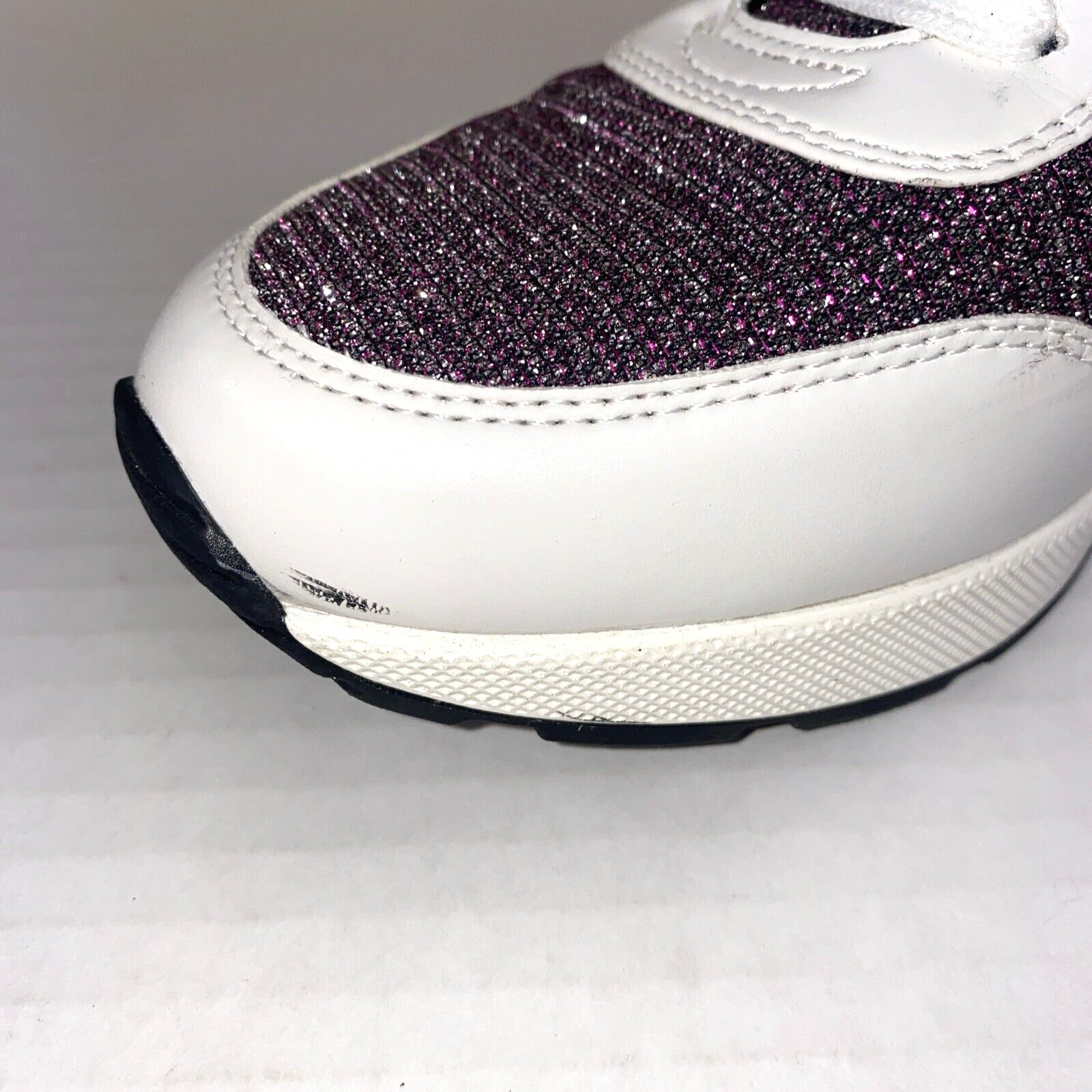 Michael Kors Mabel Trainers Sneakers Merlot Size 9 White Pink Glitter B3F