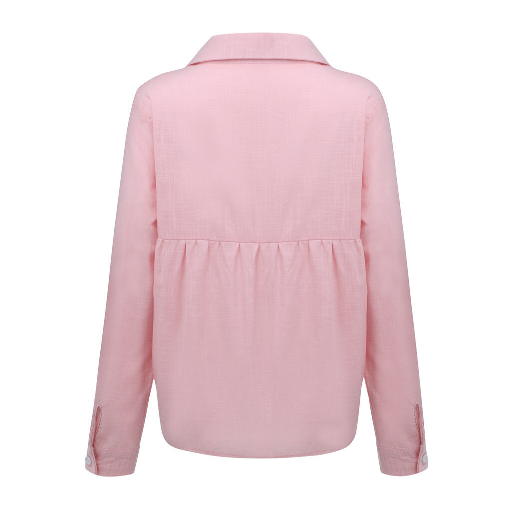 Women’s Long Sleeve Cotton Linen Shirt Elegant Casual Button Down Blouse Tops