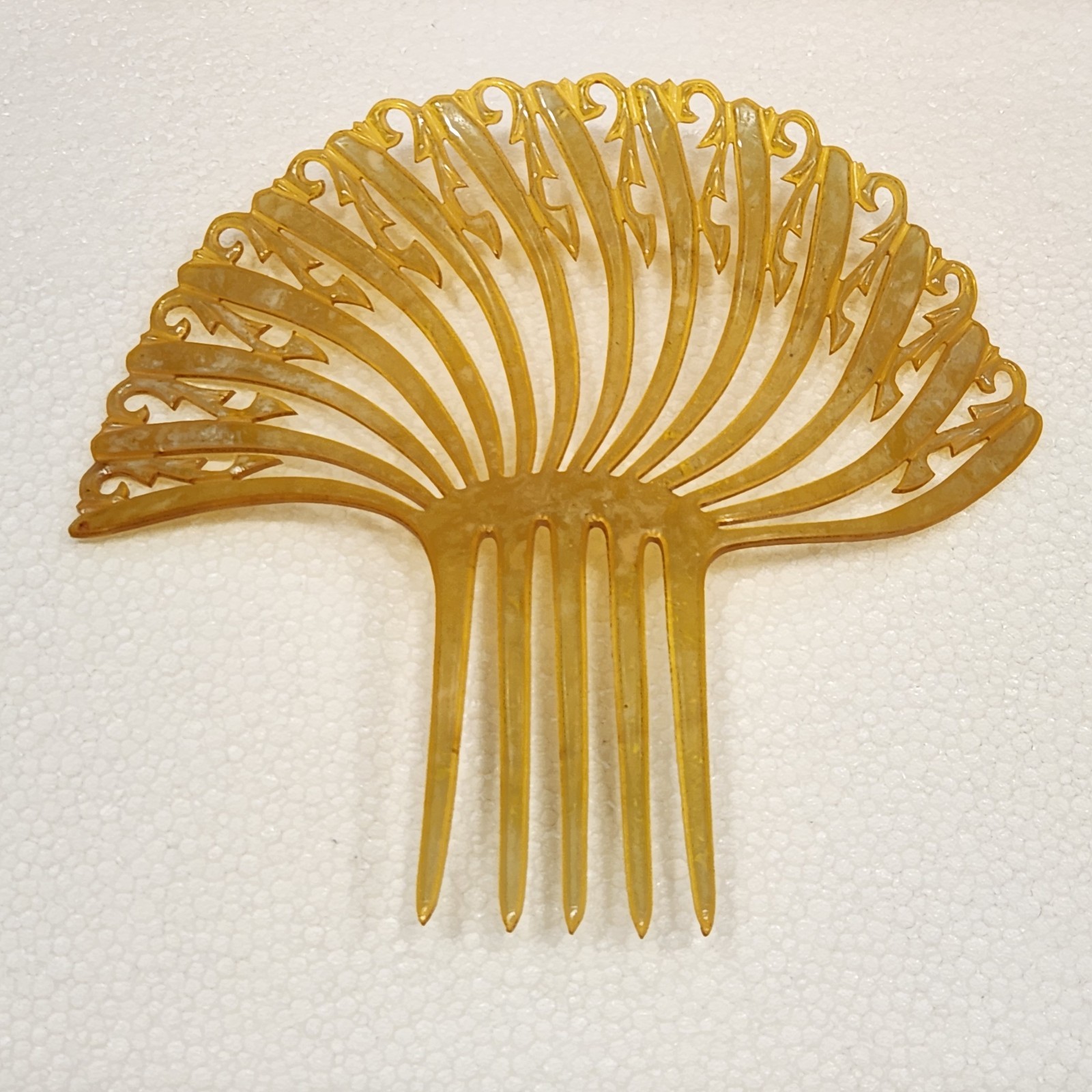 Vintage Art Deco Style Faux Tortoise Shell Amber Mantilla Hair Comb Pick Lucite?