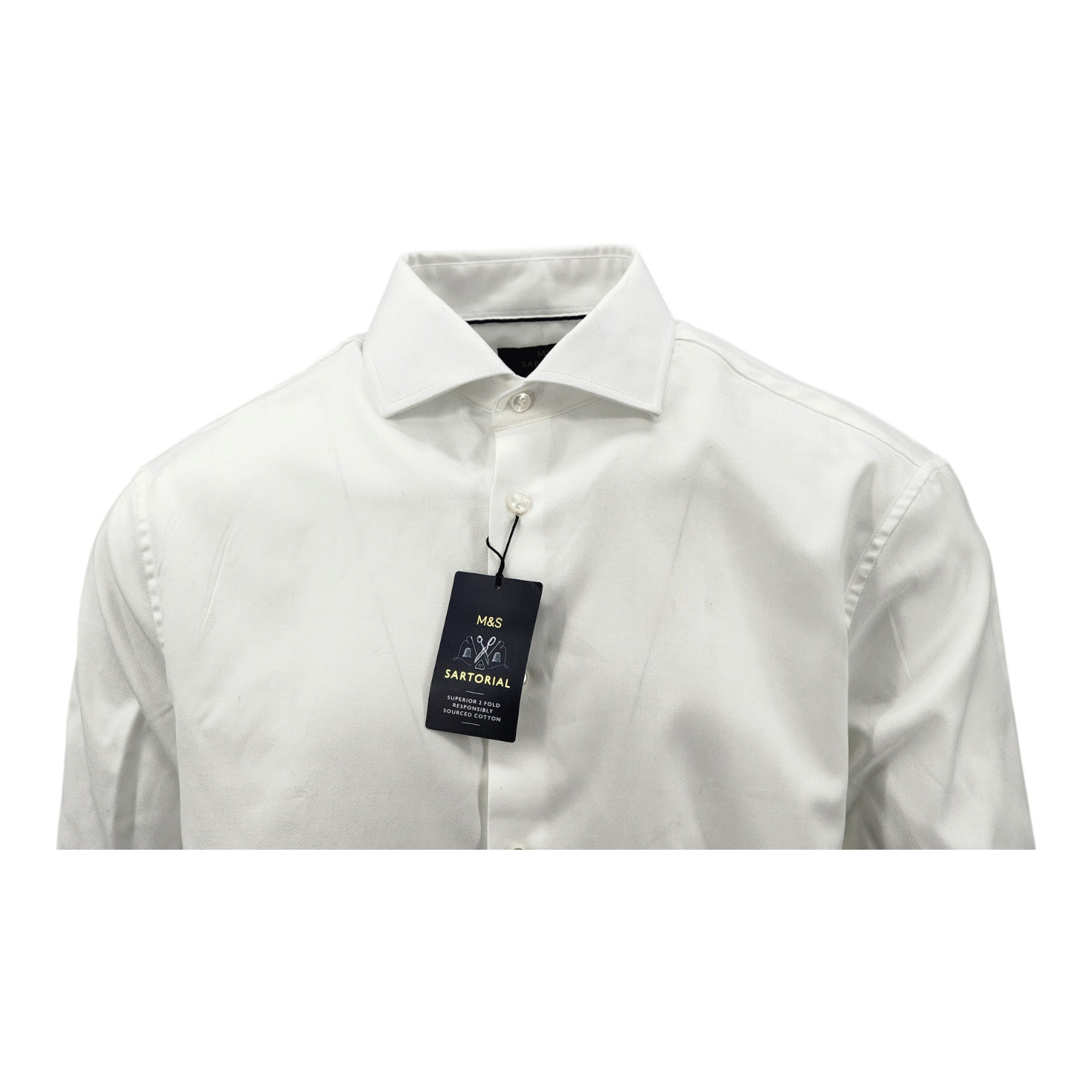 M&S SARTORIAL Regular Fit Luxury Cotton Double Cuff Twill Men’s Shirt RRP £49.00