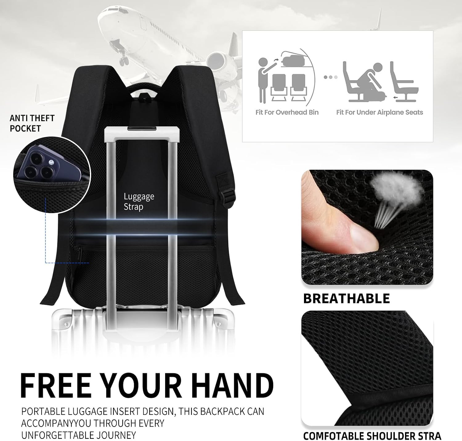 Classic Backpack for Men Women, School Backpack for Boys Girls Teens,15.6 Inch L