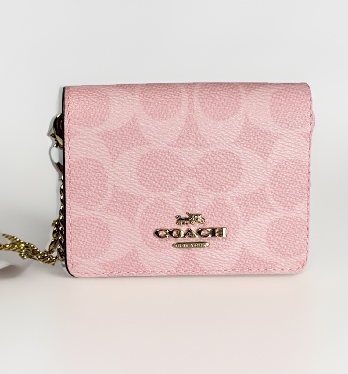 NWT Coach Powder Pink Wallet on a chain