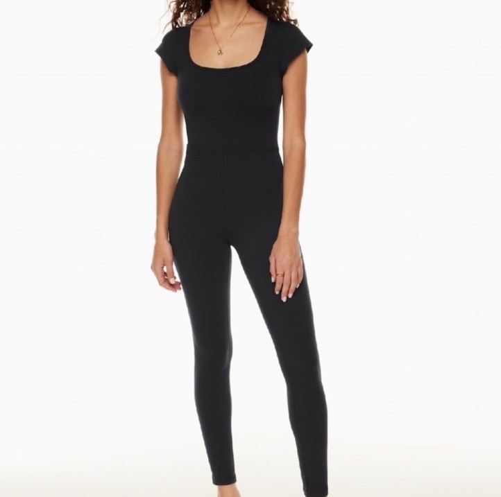Wilfred Free Black Scoop Neck Cap Sleeve Skinny Slim Stretch Jumpsuit XS