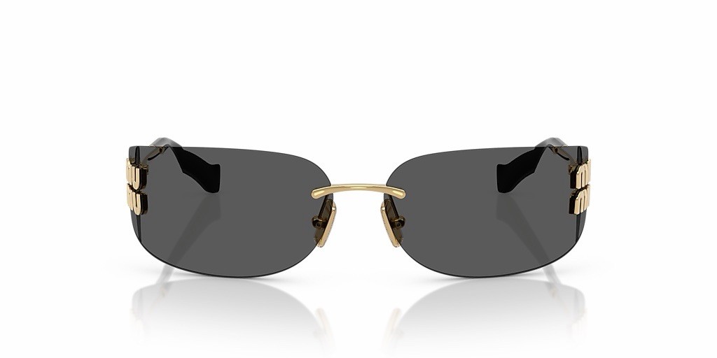 MIU MIU MU A51S 5AK5SO Gold Dark Grey Lens Women Wrap Sunglasses AUTHENTIC