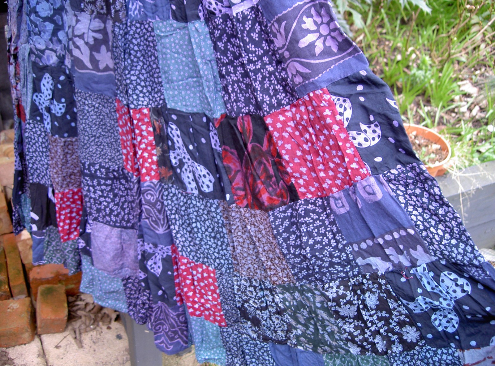 HIPPY PATCHWORK DARK PURPLE SKIRT SMALL MEDIUM LARGE LONG BOHO BOHEMIAN GYPSY