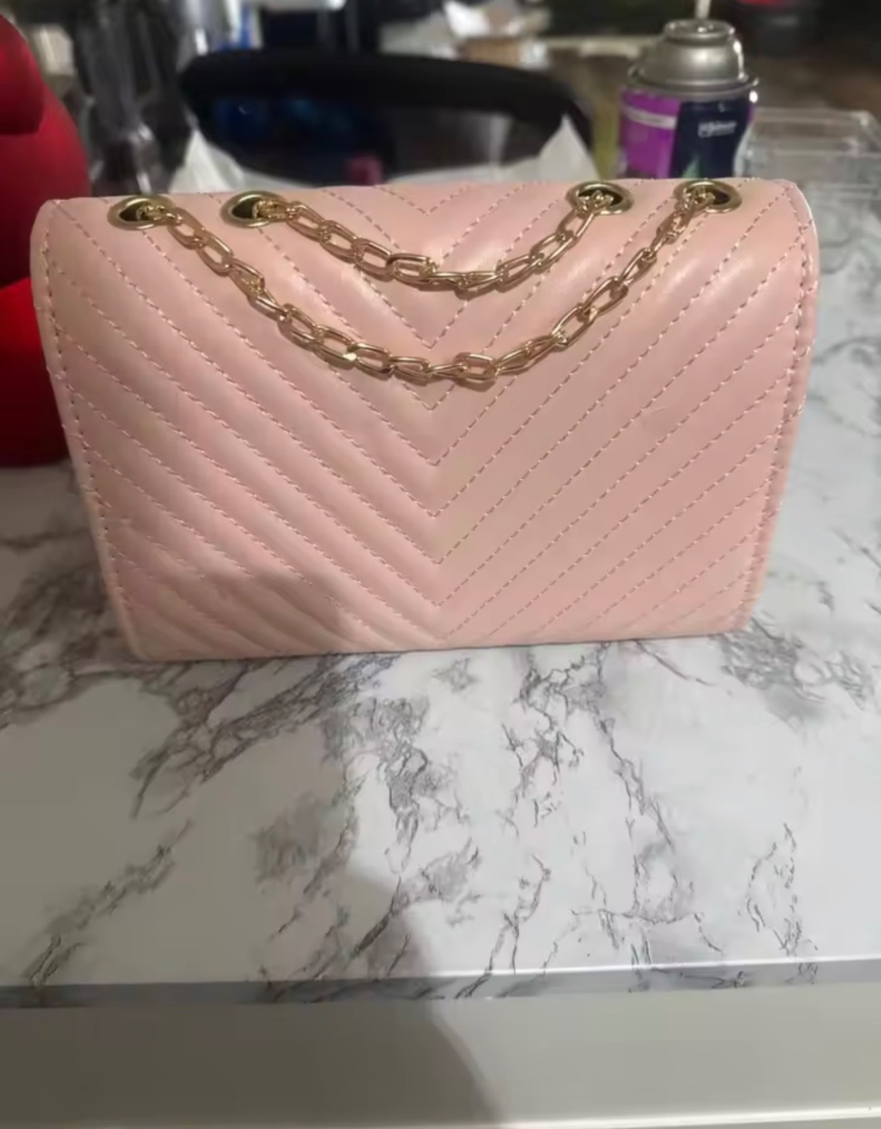 Women Chevron Quilted Chain Crossbody Bag V Logo Tassel Shoulder Flap Handbag