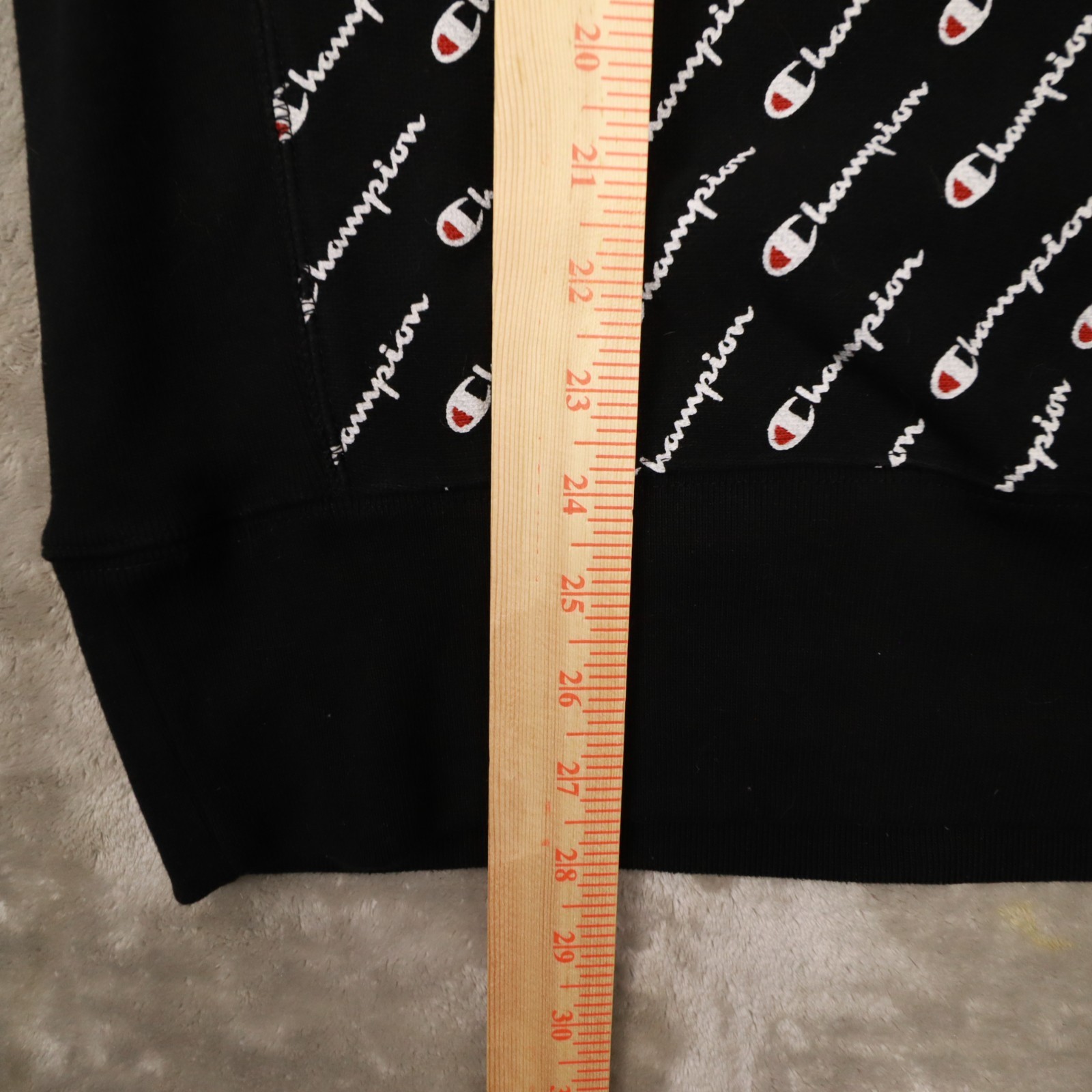 Champion Reverse Weave Y2K Black Diagonal Print Crew Neck Sweatshirt size Large