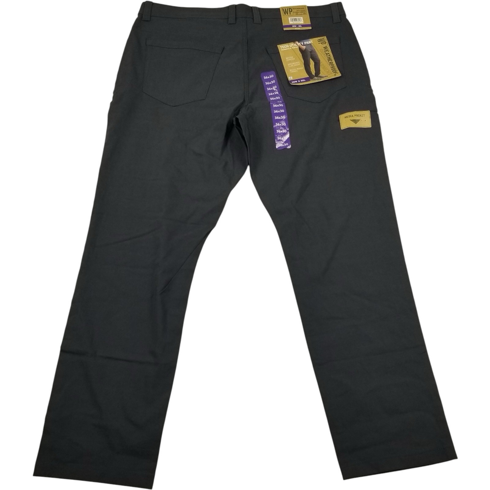 Weatherproof WP Mens 36X30 Charcoal Classic Fit Active Stretch Tech Utility Pant