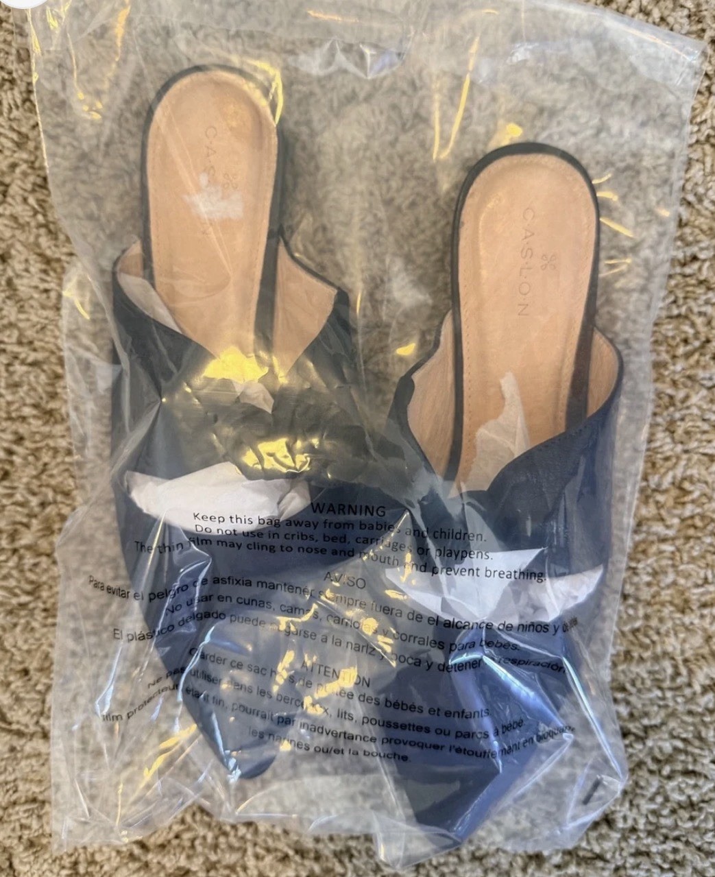 Caslon Luke Black Suede Knotted Flat Mules Size 7 1/2