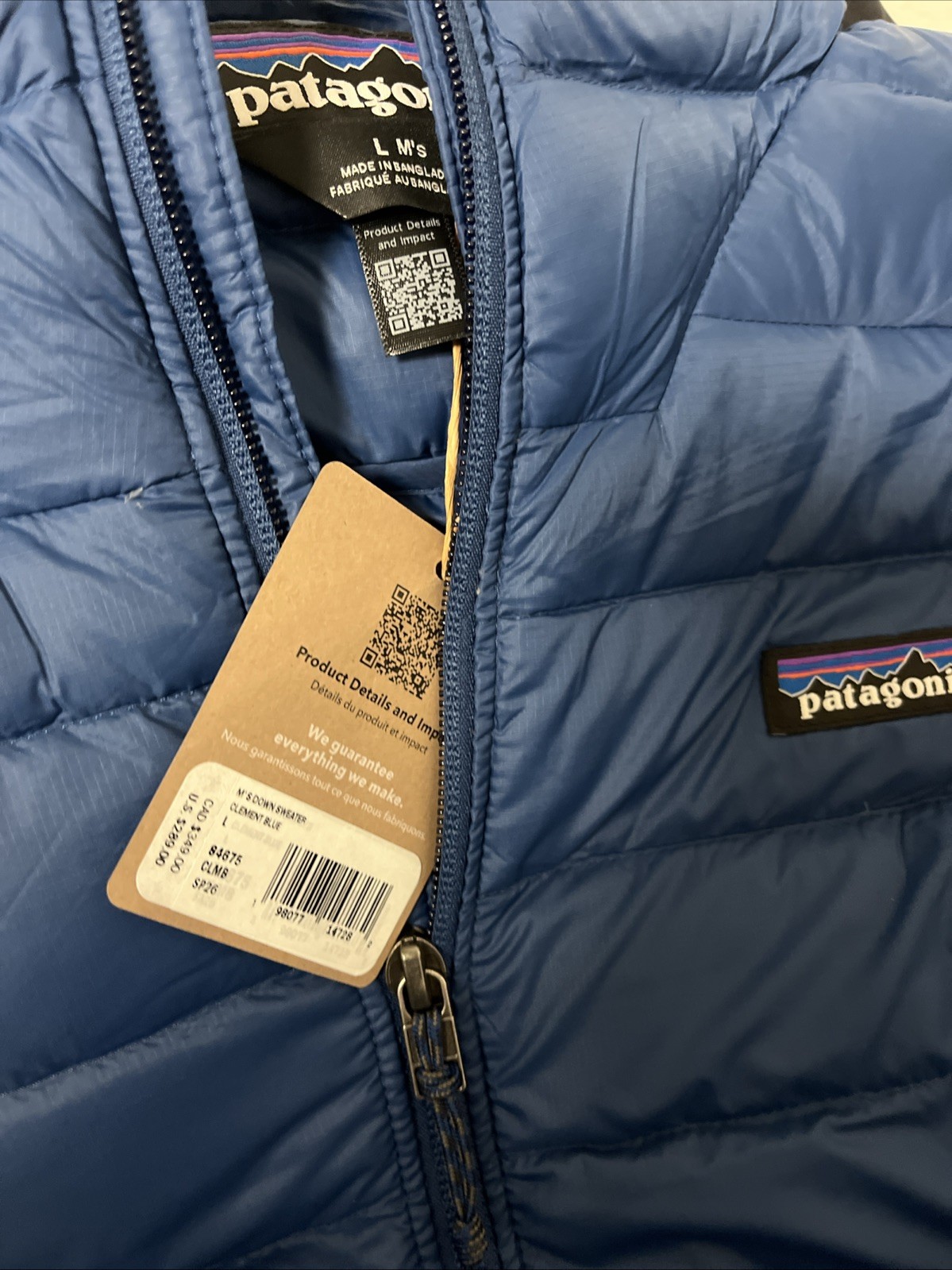 Patagonia Men’s Down Sweater – Clement Blue Large – SP26 84675 – New With Tags
